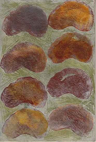 Shells mixed media painting by Artist Anna Dibble of Portland Maine