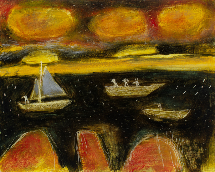 Anna Dibble original oil on panel painting Onward 2025