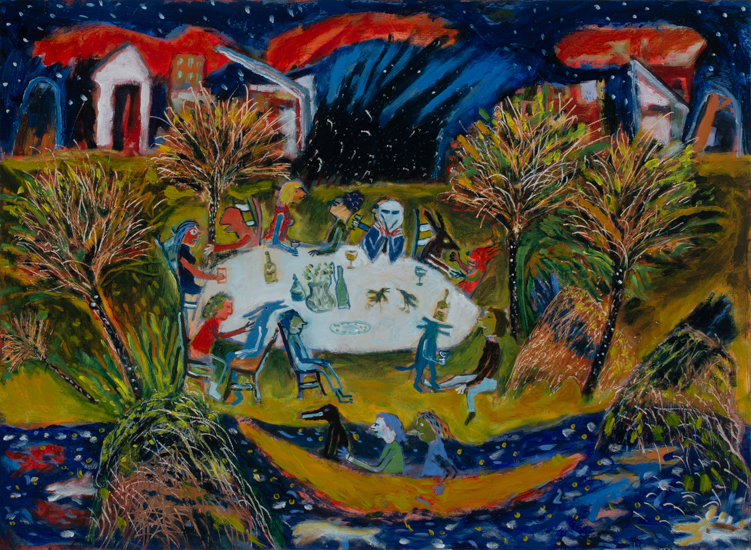 Apocalyptic Picnic 30x22 Oil & Acrylic on panel with Intaglio 2026 $3500