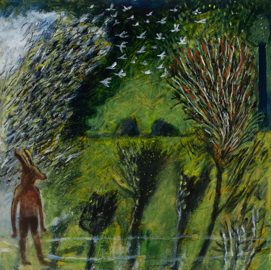 Rabbit Light 14x14 Acrylic on panel 2026 by Anna Dibble
